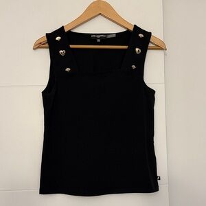 Karl Lagerfeld Black Tank Top with Gold Accents